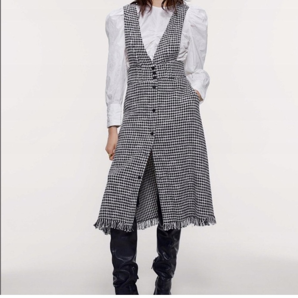 Zara Black and White Houndstooth Dress